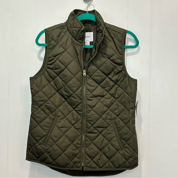 Old Navy Jackets & Blazers - NWT Old Navy Olive Green Gold Zipper Puffer Vest Size Small
